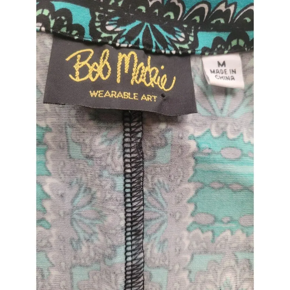 Bob Mackie Blouse Green/Black Sparkle Loose Fit New Sz M - Picture 7 of 10